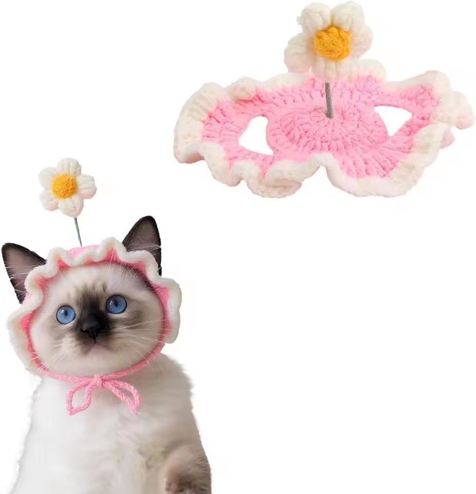 Cute Refined Cat Hat Elastic Autumn Winter Pet Puppy Kittens Knitted Headgear Party Photo Shooting Props Decoration Pets Costume