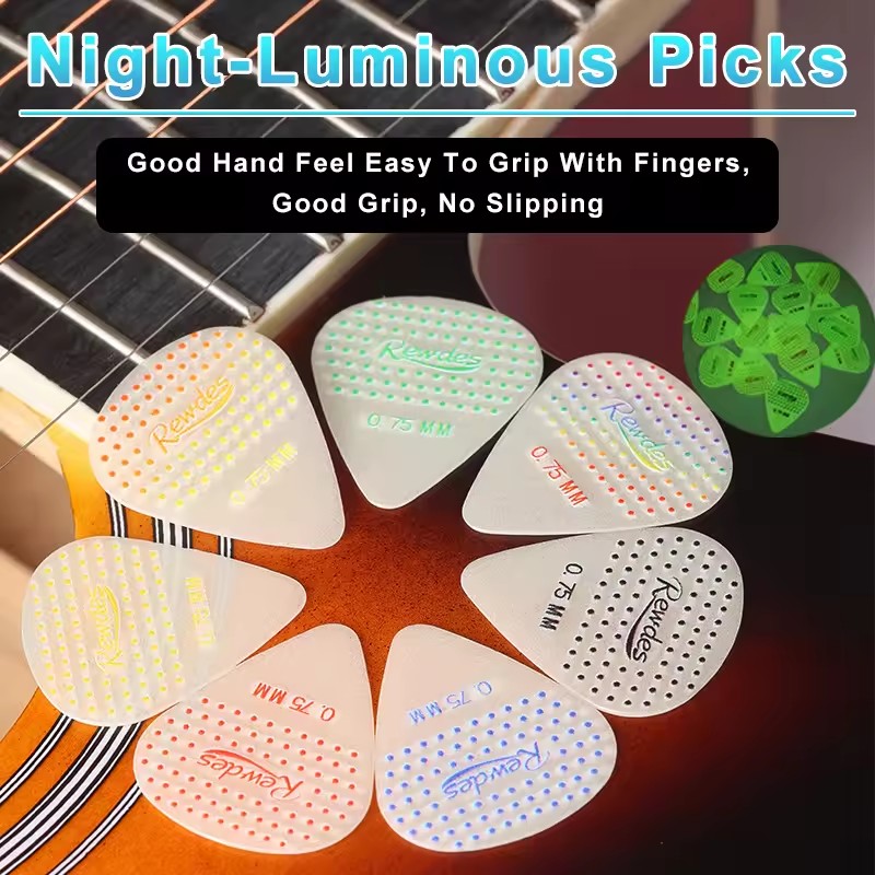 3Pcs Luminous Non-slip Guitar Picks 0.75mm Thick Dotted Plectrums for Acoustic Electric Guitar Instrument Parts
