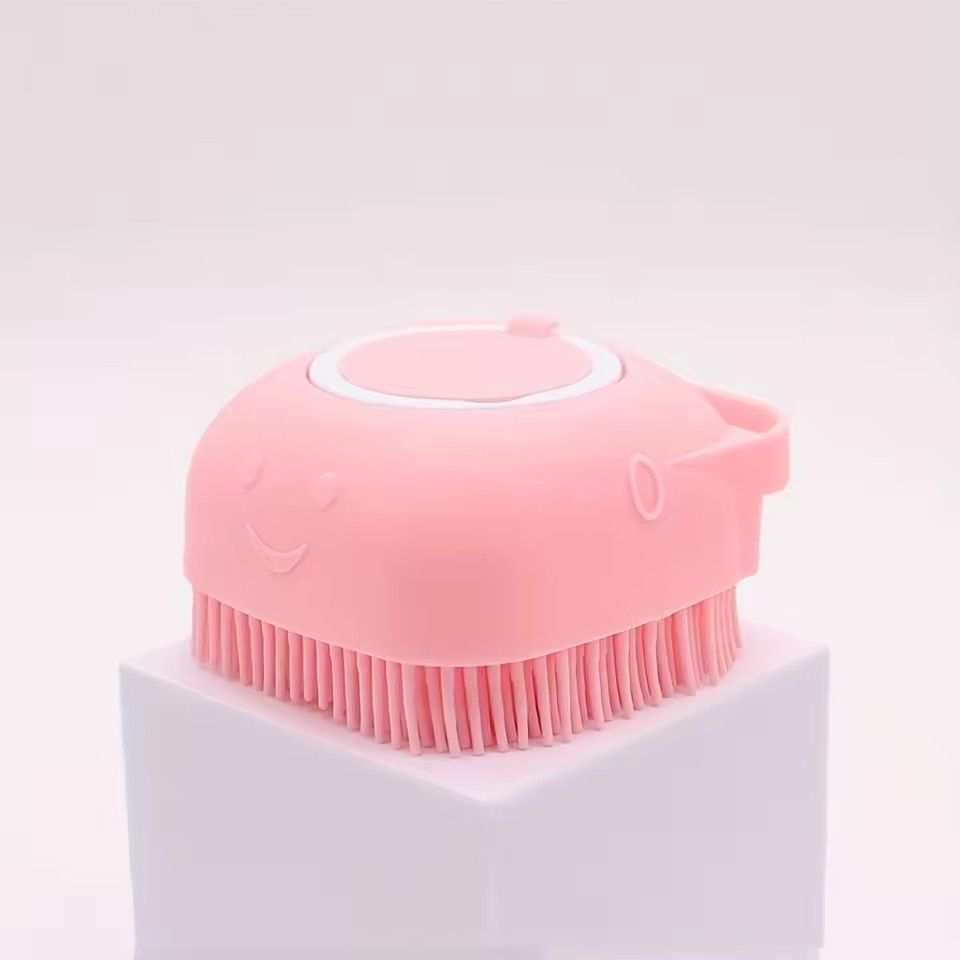 Pet Bath Brush Silicone Shampoo Dispenser Dog Cat Massage Comb Soft Bristle Cleaning Grooming Tool for Small Puppy Kitten