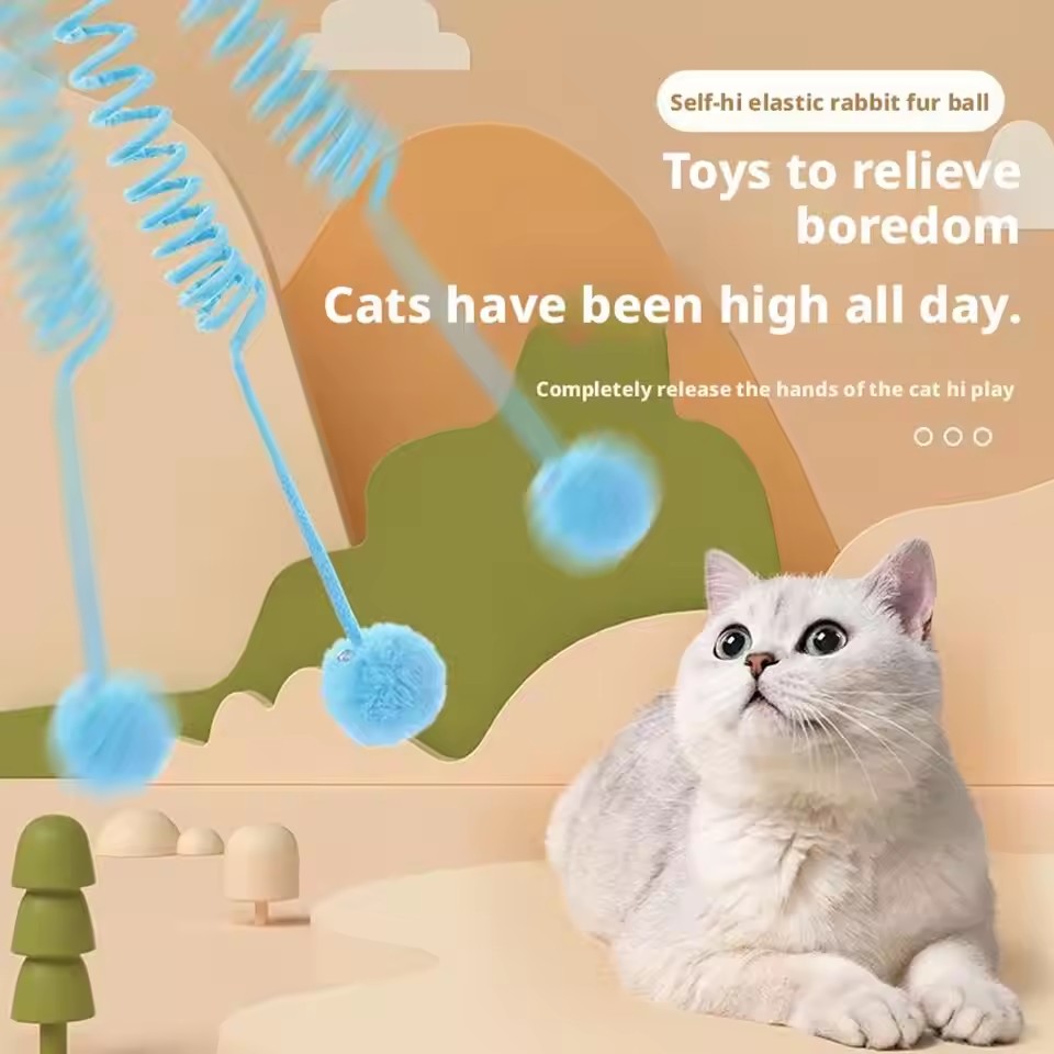 Cat Spring Toys, Self-Play Hanging Stretchable Cat Spring，Cat Toys for Indoor Cats Kitten Chasing and Playing