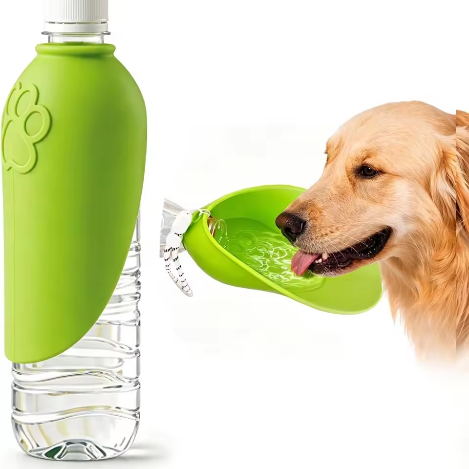 2Pcs Pet Drinking Water Cup Portable Dog Cat Silicone Foldable Leaf Universal Bottle Mouth Travel Dispenser No Leak Easy Sip