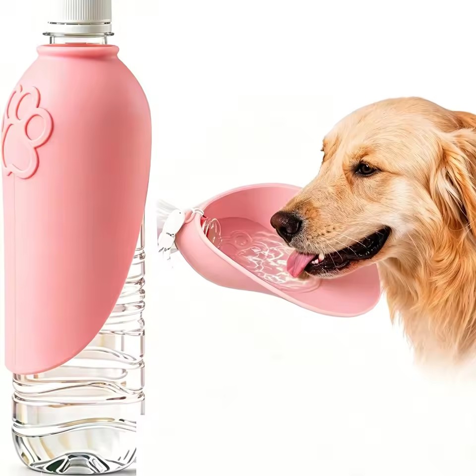 2Pcs Pet Drinking Water Cup Portable Dog Cat Silicone Foldable Leaf Universal Bottle Mouth Travel Dispenser No Leak Easy Sip
