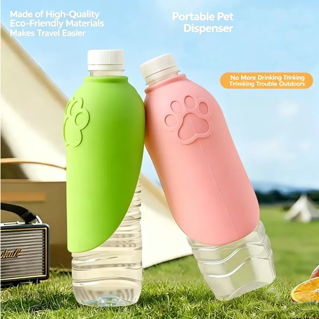 2Pcs Pet Drinking Water Cup Portable Dog Cat Silicone Foldable Leaf Universal Bottle Mouth Travel Dispenser No Leak Easy Sip