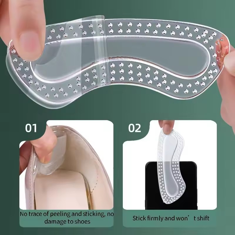 1Pair Heel Protectors Women Silicone Cushion Foot Care Products Non Slip Shoe Pads for High Heels Adjustable Size Insoles