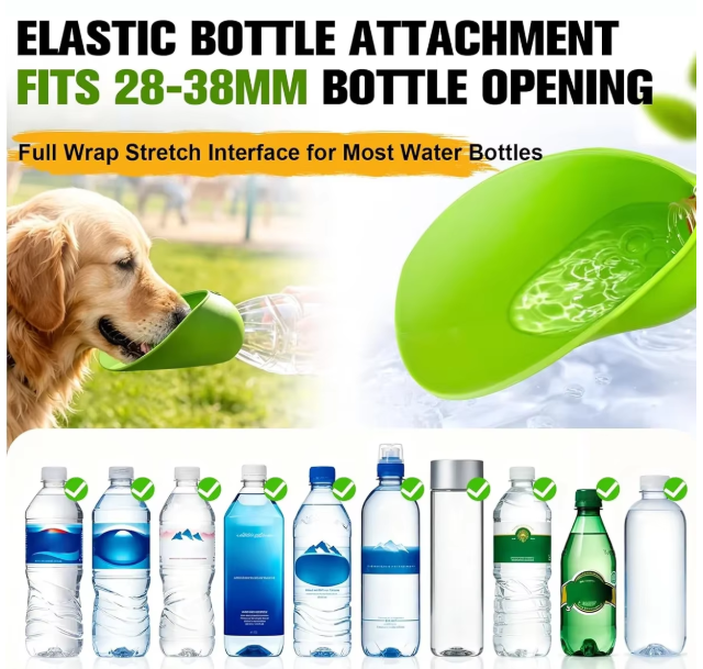 2Pcs Pet Drinking Water Cup Portable Dog Cat Silicone Foldable Leaf Universal Bottle Mouth Travel Dispenser No Leak Easy Sip