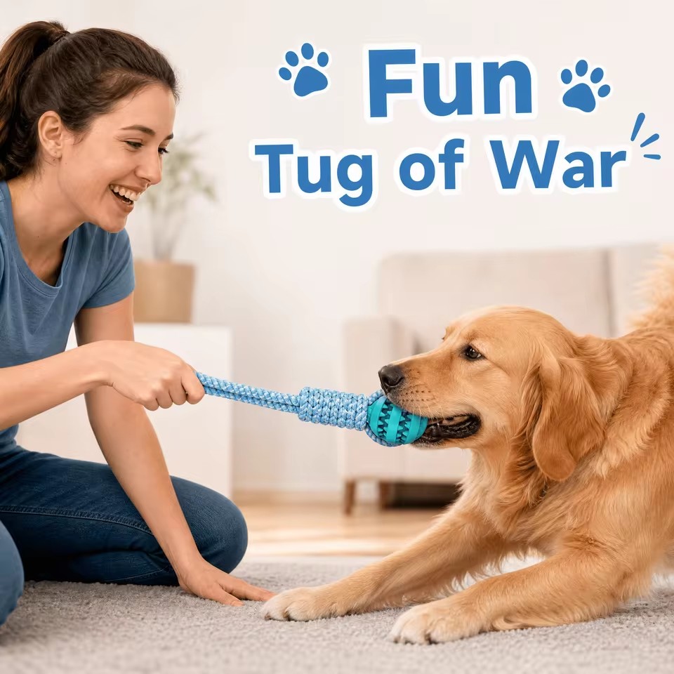 Pet Tooth Cleaning Pet Ball Toy with Rope Rubber Leaking Balls Toy for Small Large Dogs Puppy Chewing Bite Resistant Toys
