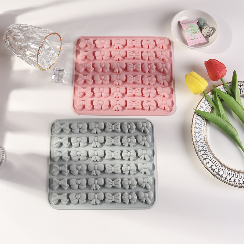 1Pc Bow Silicone Molds With 6 Different Shapes, 36-Cavity Bow Chocolate Fondant Mold For Bowknot Cupcake, Cake , Sugar Craft