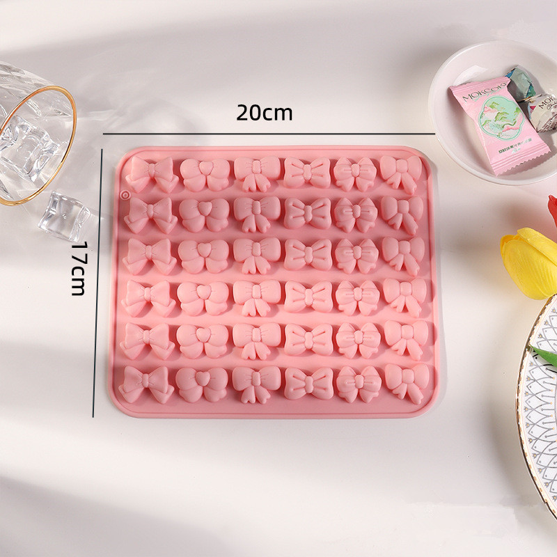 1Pc Bow Silicone Molds With 6 Different Shapes, 36-Cavity Bow Chocolate Fondant Mold For Bowknot Cupcake, Cake , Sugar Craft
