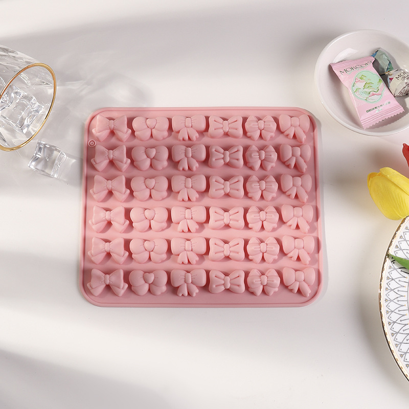 1Pc Bow Silicone Molds With 6 Different Shapes, 36-Cavity Bow Chocolate Fondant Mold For Bowknot Cupcake, Cake , Sugar Craft
