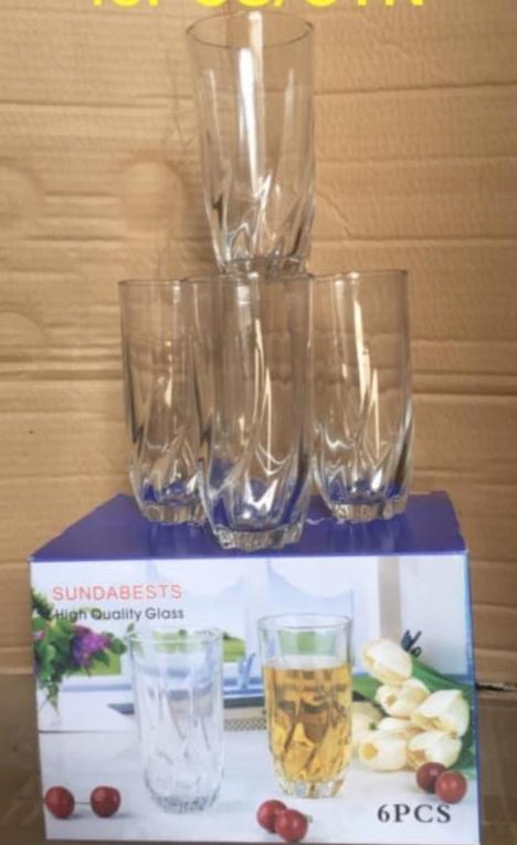 Sundabests 6-Piece Spiral Glass Cup Set – 350ml Premium Twisted Glassware