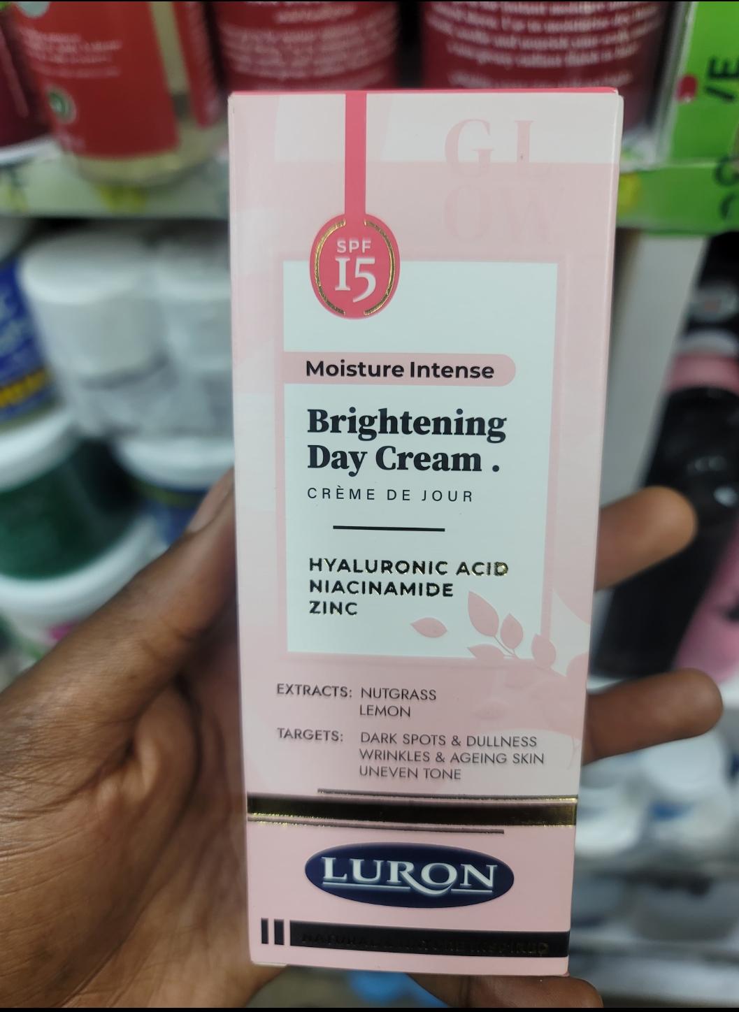 Luron Moisture Intense Brightening Day Cream - 50ml Oil-Control Mattifying Face Moisturizer with SPF 15, Hyaluronic Acid, Niacinamide & Zinc for Dark Spots & Wrinkles
