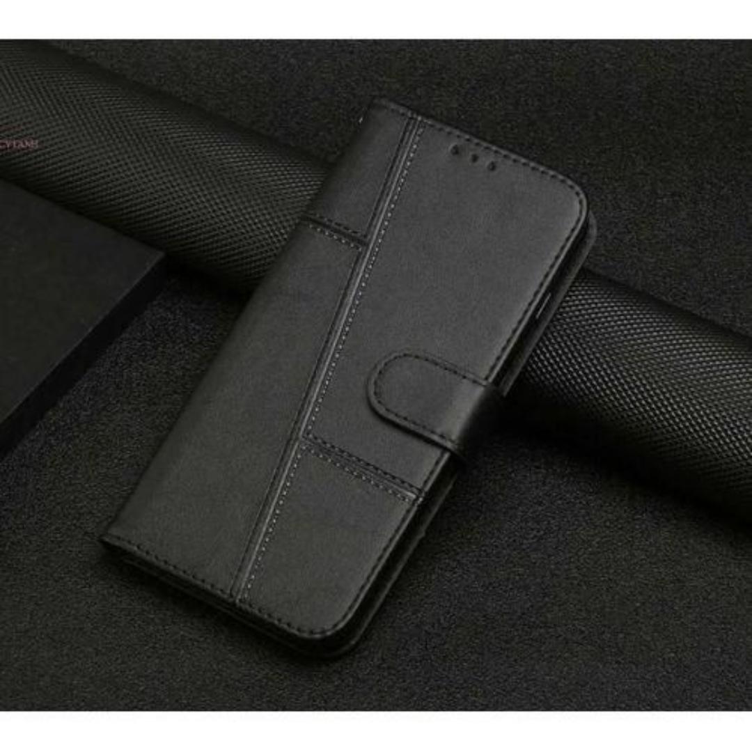 Tecno Spark 50 Flip Cover Luxury Black with Steel Film Shockproof Protection Wallet Book Leather Heavy Protective Phone Case/ cover