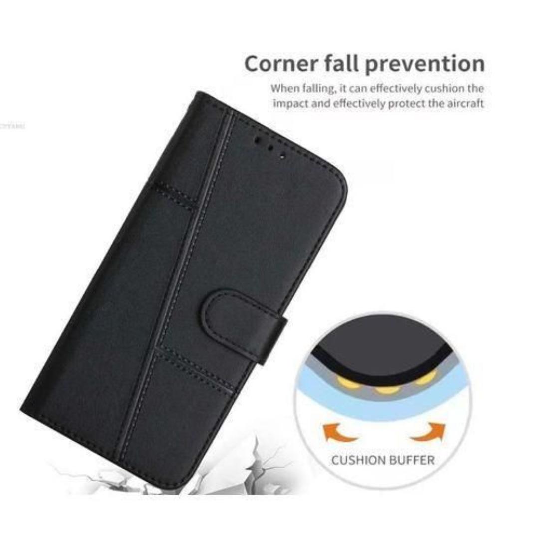 Tecno Spark 50 Flip Cover Luxury Black with Steel Film Shockproof Protection Wallet Book Leather Heavy Protective Phone Case/ cover