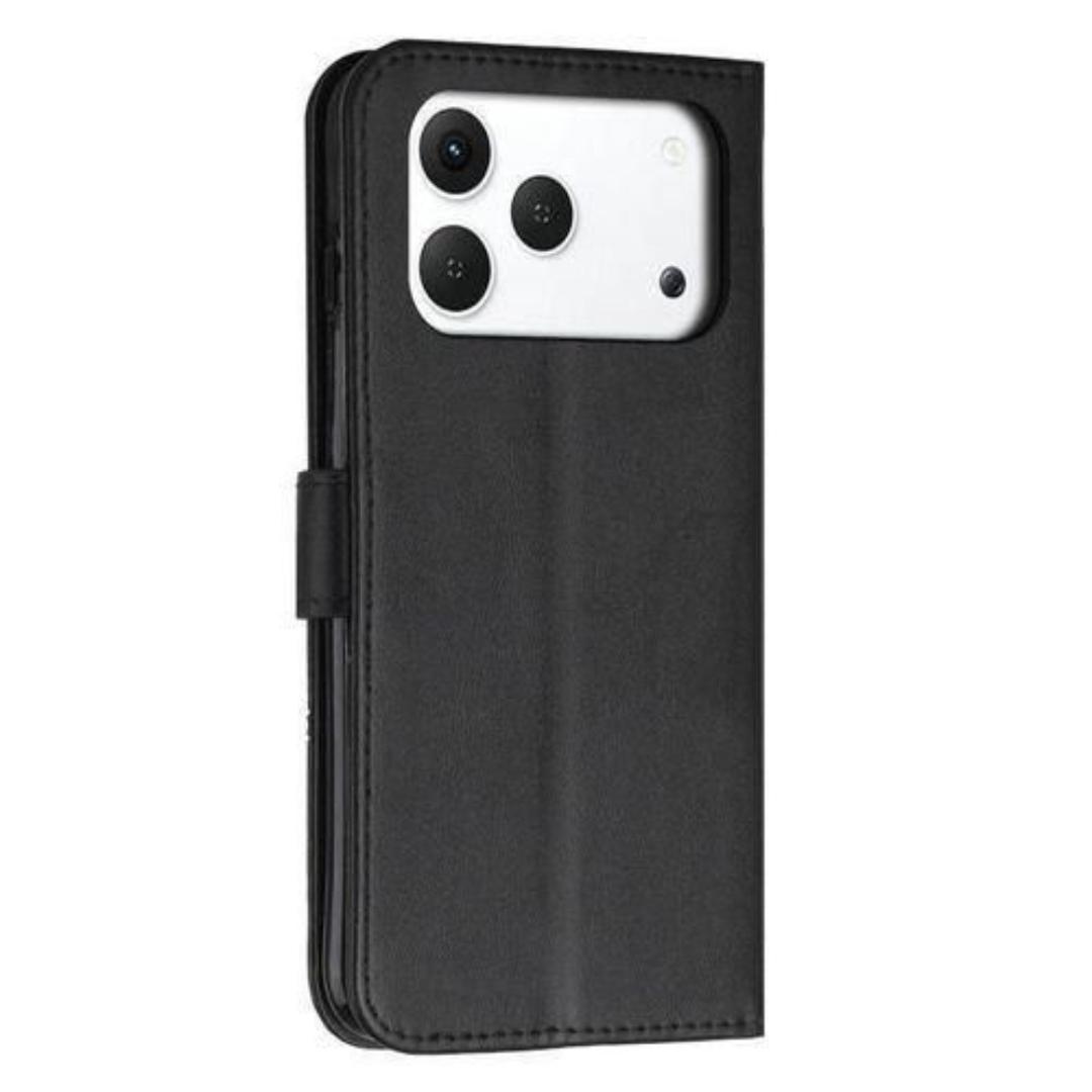 Tecno Spark 50 Flip Cover Luxury Black with Steel Film Shockproof Protection Wallet Book Leather Heavy Protective Phone Case/ cover