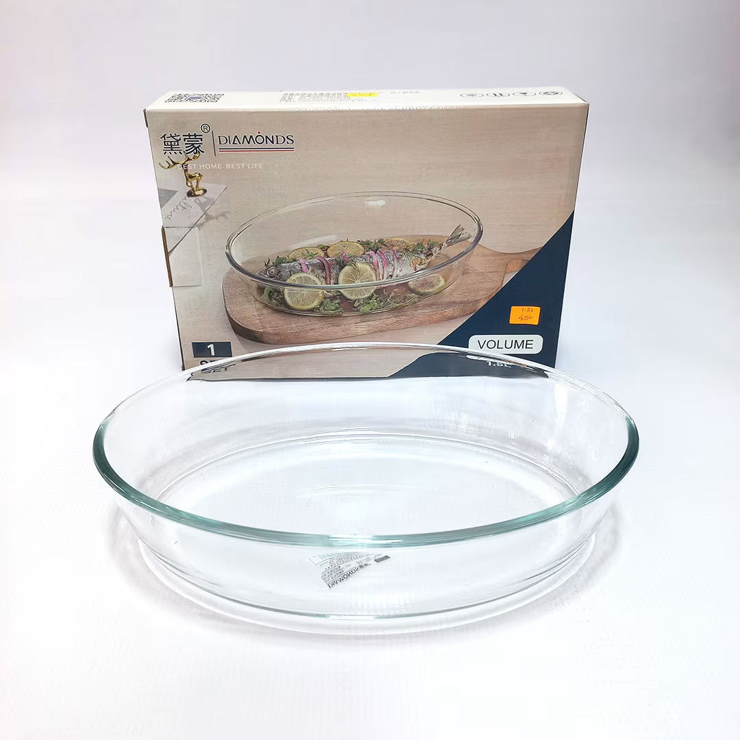 1.5L Oval Glass Baking Dish – Oven Safe Heat Resistant Casserole Dish (Up to 250°C, Dishwasher Safe)