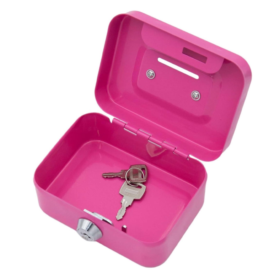 Kids Metal Money Box with Lock & 2 Keys – Secure Savings Bank with Handle