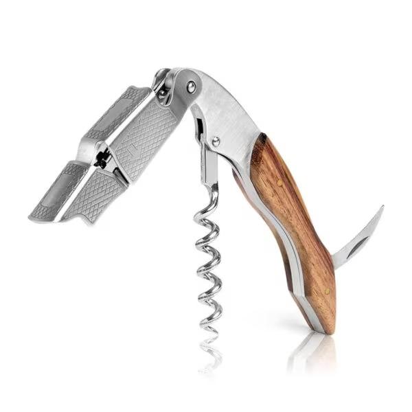 Premium Rosewood Handle Waiter's Corkscrew Wine Opener – 3-in-1 Bottle Opener & Foil Cutter