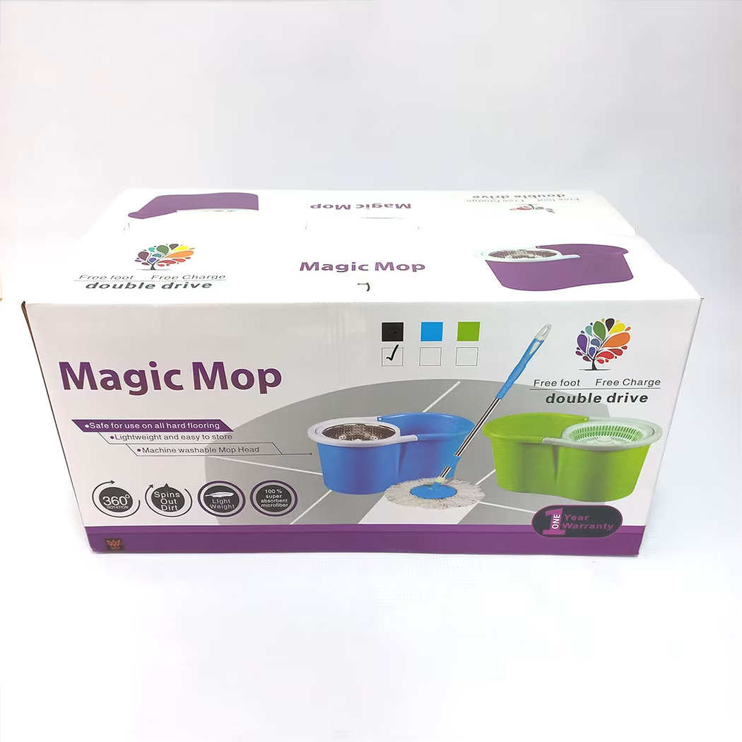 360 Degree Spin Mop & Bucket Cleaning Set – Hands-Free Foot Pedal Wringer, Microfiber Mop with Rotating Head for Home & Office