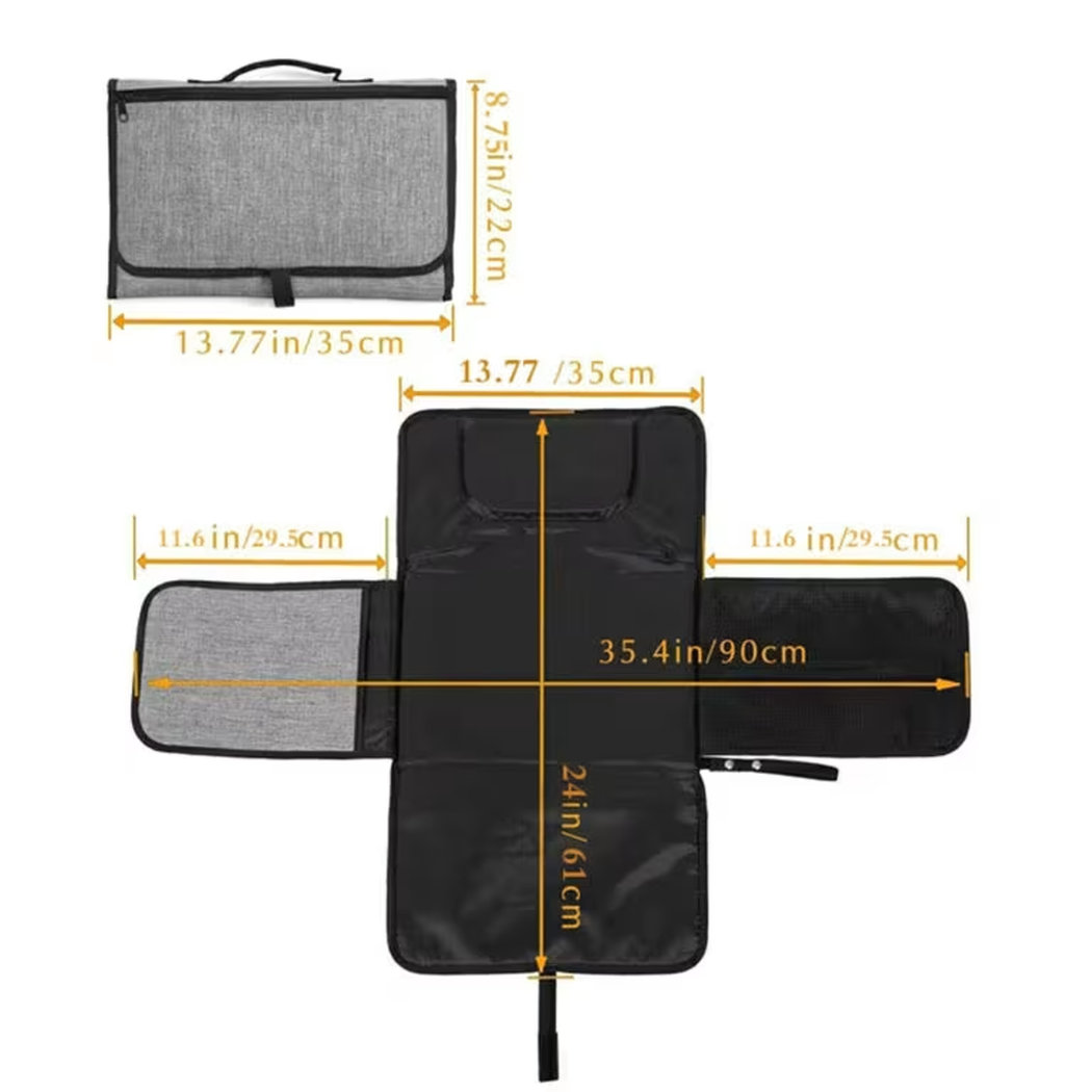 Portable Foldable Baby Changing Mat with Pillow & Storage Pockets – Waterproof Travel Diaper Changing Pad for Newborns, Infants & Toddlers