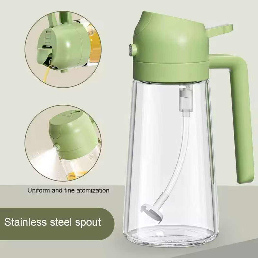 470ml 2-in-1 Glass Oil Dispenser with Spray Nozzle – Leak-Proof Olive Oil Spray Bottle for Cooking