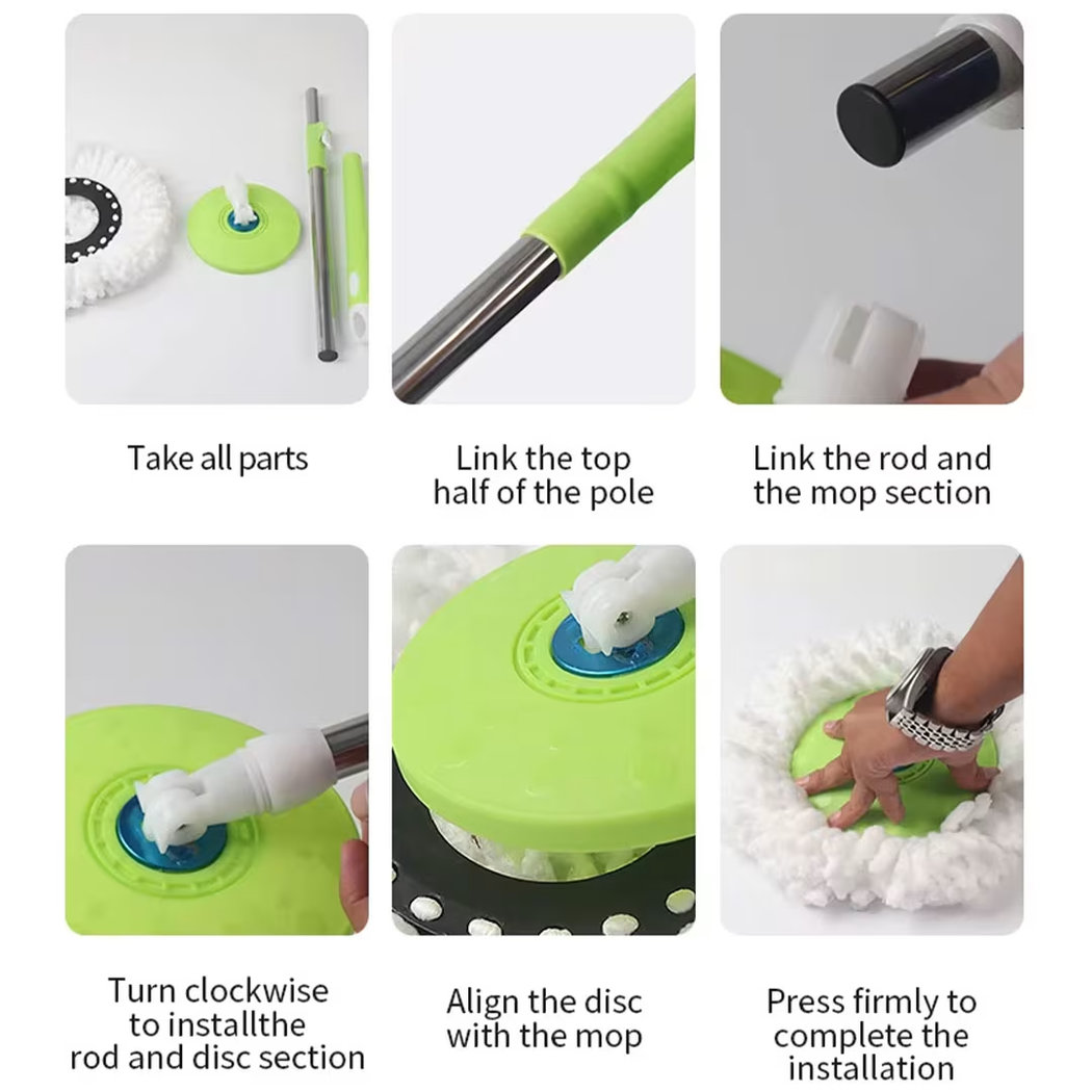 360 Degree Spin Mop & Bucket Cleaning Set – Hands-Free Foot Pedal Wringer, Microfiber Mop with Rotating Head for Home & Office