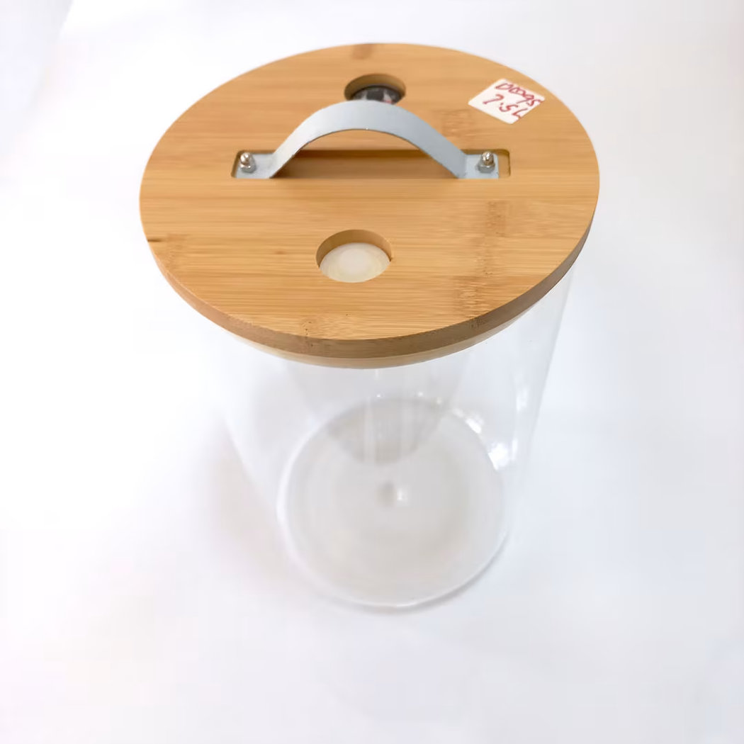 Large Borosilicate Glass Storage & Fermentation Jar 5L/7.5L/10L/15L – Airtight Bamboo Lid with Built-In Thermometer & Stainless Steel Handle