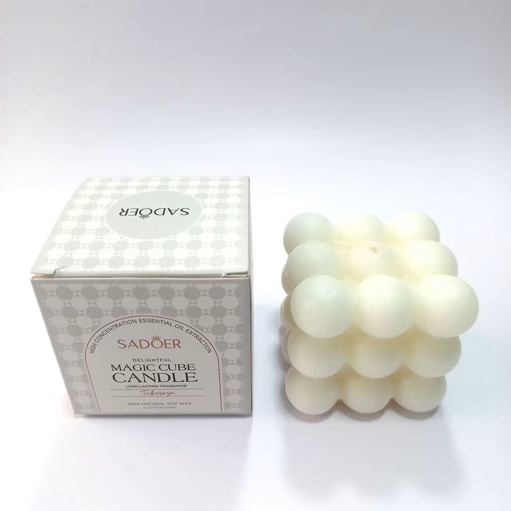 Bubble Cube Scented Soy Wax Candle – Decorative Aromatherapy Candle for Home, Bedroom, Living Room, Office & Gift