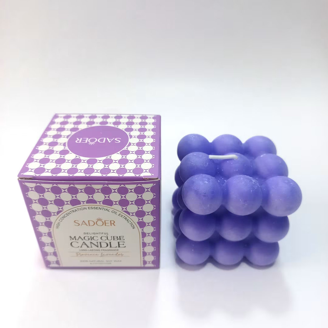Bubble Cube Scented Soy Wax Candle – Decorative Aromatherapy Candle for Home, Bedroom, Living Room, Office & Gift