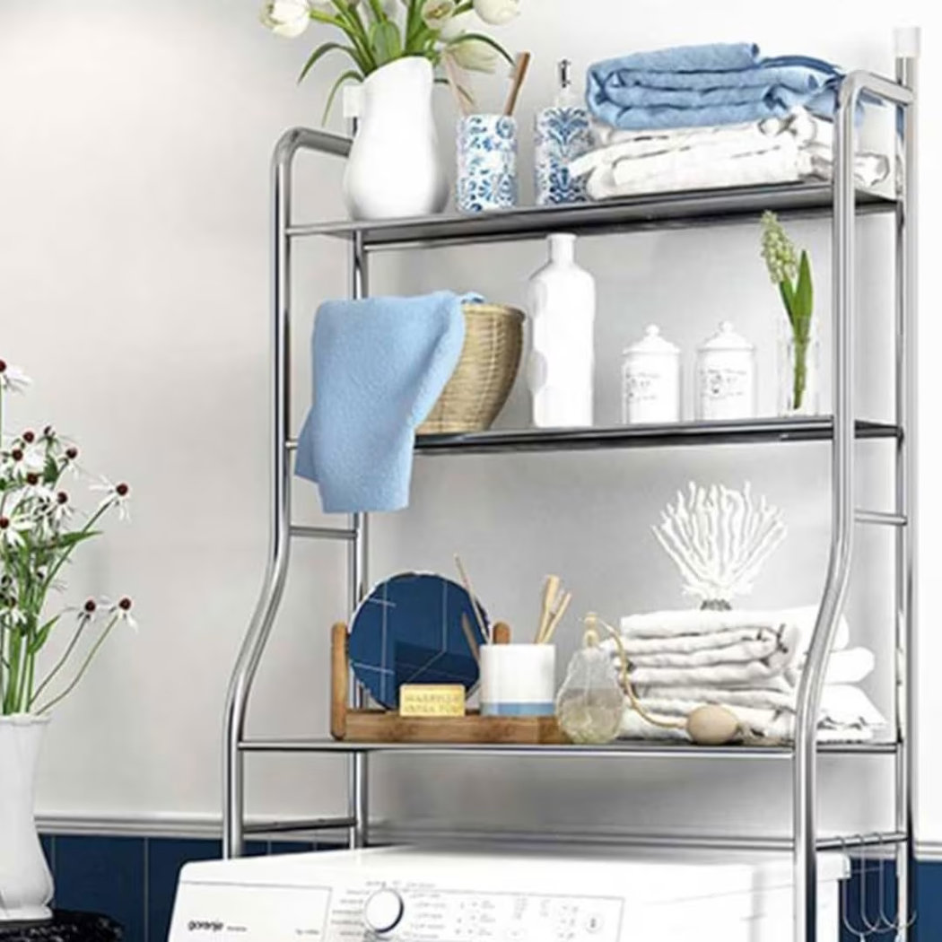 3 Tier Over The Washer Storage Rack – Space Saving Laundry Organizer Shelf for Detergent & Household Essentials