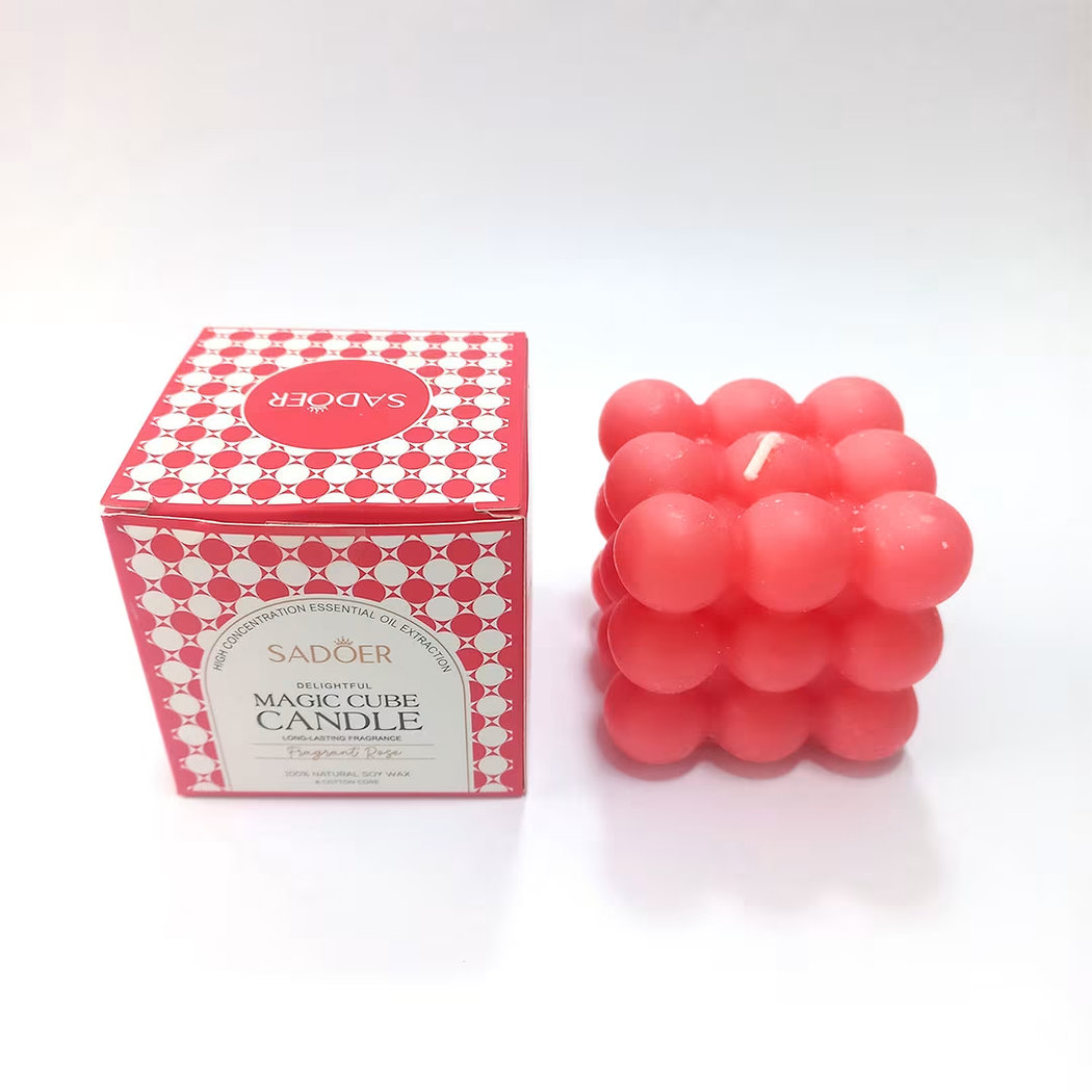 Bubble Cube Scented Soy Wax Candle – Decorative Aromatherapy Candle for Home, Bedroom, Living Room, Office & Gift