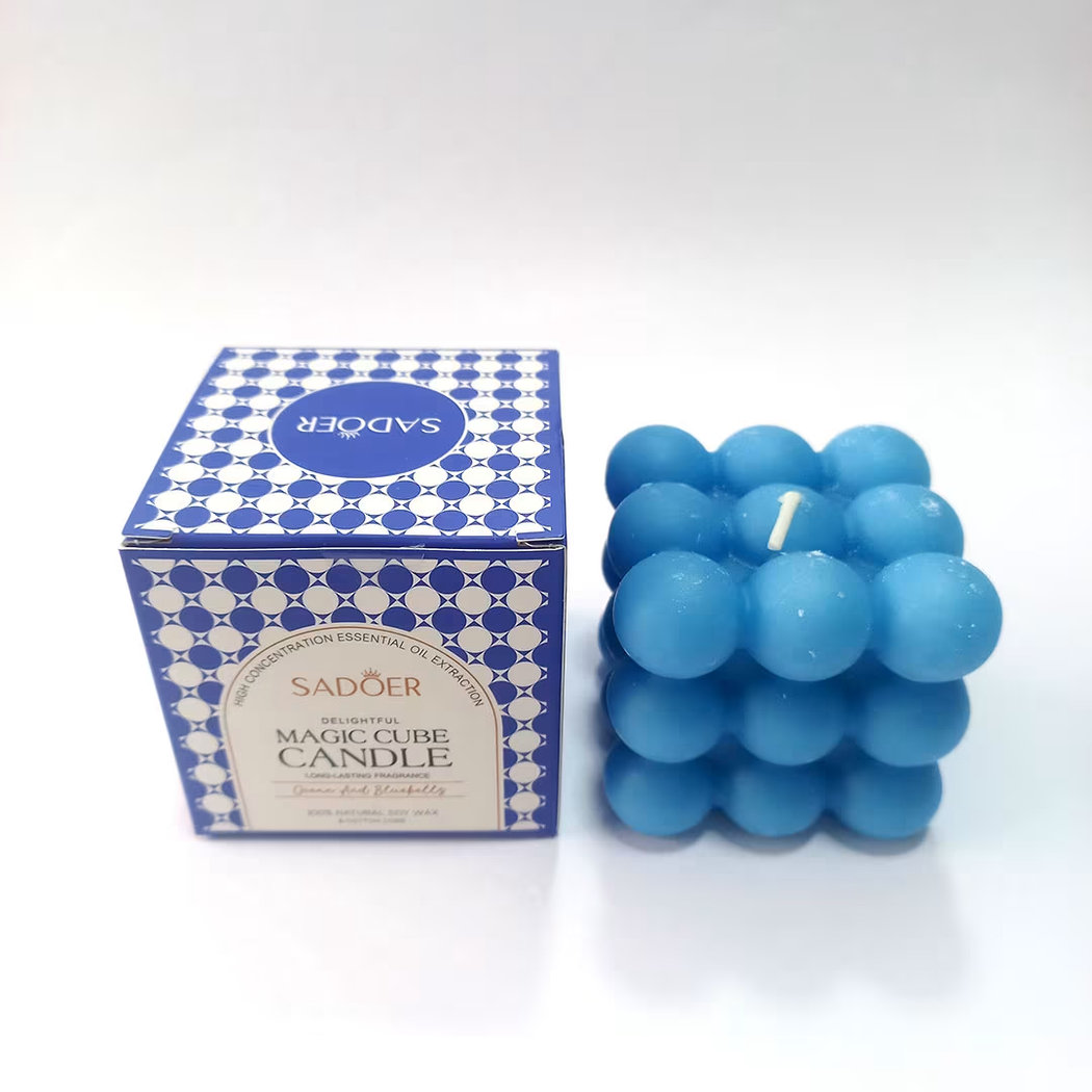 Bubble Cube Scented Soy Wax Candle – Decorative Aromatherapy Candle for Home, Bedroom, Living Room, Office & Gift