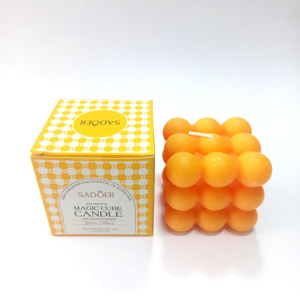 Bubble Cube Scented Soy Wax Candle – Decorative Aromatherapy Candle for Home, Bedroom, Living Room, Office & Gift