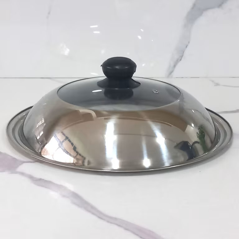 Stainless Steel Pot Lid with Glass Window – See-Through Vented Cooking Lid (30cm, 36cm, 40cm)