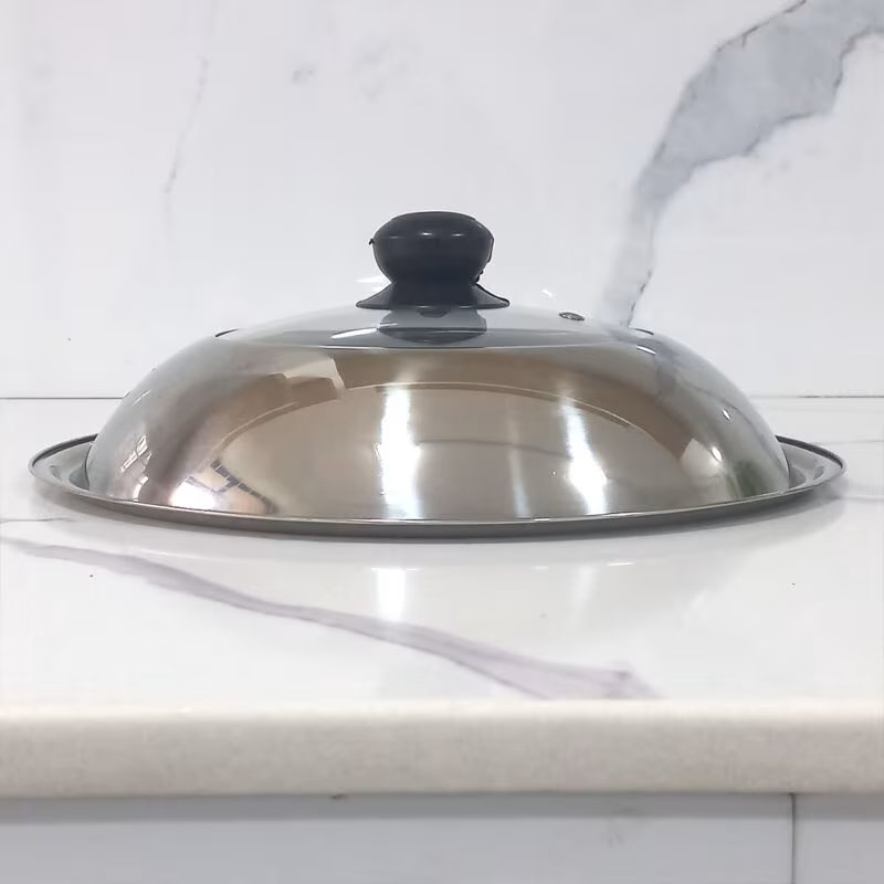 Stainless Steel Pot Lid with Glass Window – See-Through Vented Cooking Lid (30cm, 36cm, 40cm)
