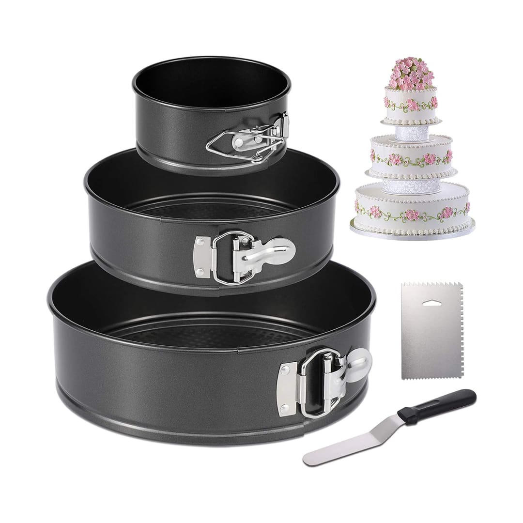 3Pcs Baking Cake Pan Set Round Design 24cm 26cm 28cm Nonstick Bakeware Moulds for Cakes Pastries Bread and Homemade Baking