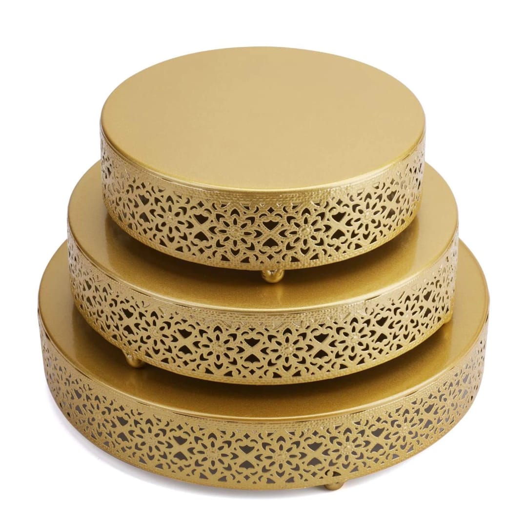 3Pcs Gold Cake Stand Set 25cm 30cm 35cm Tiered Dessert Serving Display Stands for Weddings Parties Events and Home