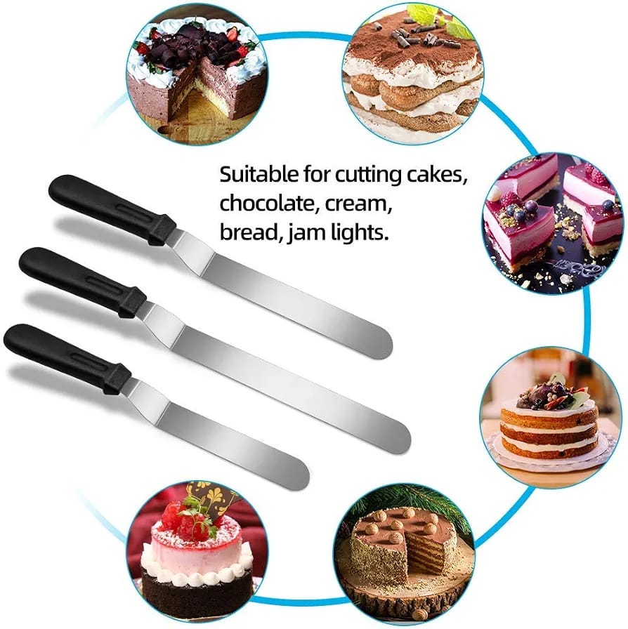 Plastic Handle Palette Knife Straight Angled Icing Spatula Cake Decorating Frosting Spreading Tool 8 10 12 Inch