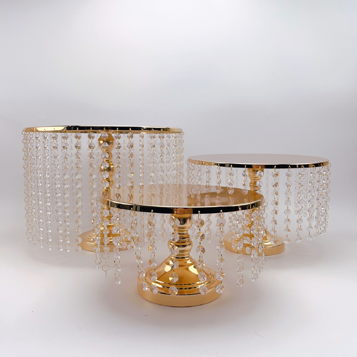 3Pcs Beaded Iron Top Cake Stand Set Dessert Display Stands Wedding Birthday Party Cake Pastry Decoration 25 30 35cm