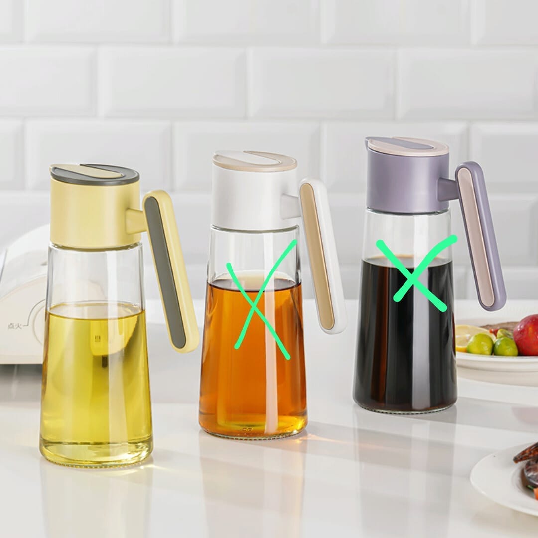 620ml Oil Dispenser Mustard Kitchen Cooking Oil Bottle Pouring Container Sauce Vinegar Dispenser with Spout for Cooking Frying Salad Dressing Tabletop Home Kitchen