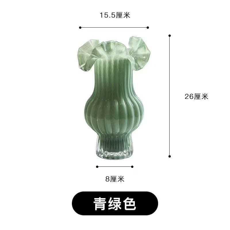 Fancy Glass Flower Vase Decorative Table Centerpiece Elegant Home Office Living Room Bedroom Wedding Event Floral Display Cream Yellow Pink Green