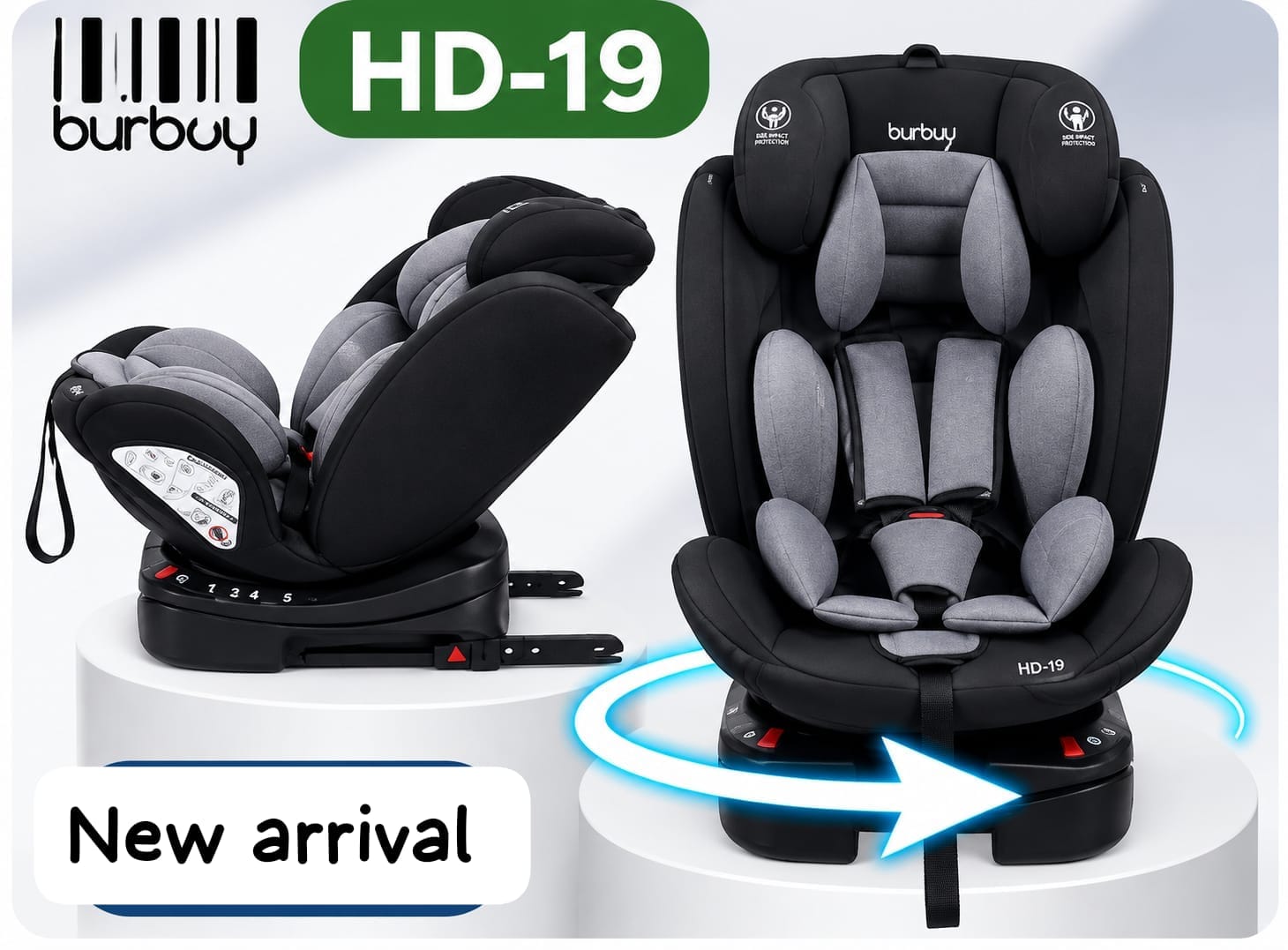 LATEST  360 Degree ISOFIX Baby Car Seat Group 0 1 2 3 Rotating Infant Child Safety Seat EPS Shock Absorbing Five Point Harness Adjustable NEW
