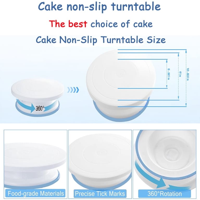 Plastic Cake Turntable Rotating Cake Decorating Stand Icing Frosting Smoothing Tool for Baking and Cake Decoration
