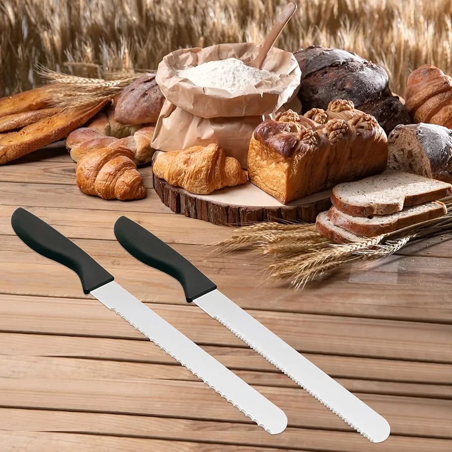 12 Inch Serrated Bread Knife Coarse Fine Blade Bread Slicer Bakery Knife Cake Pastry Cutting Tool Kitchen Baking Utensil