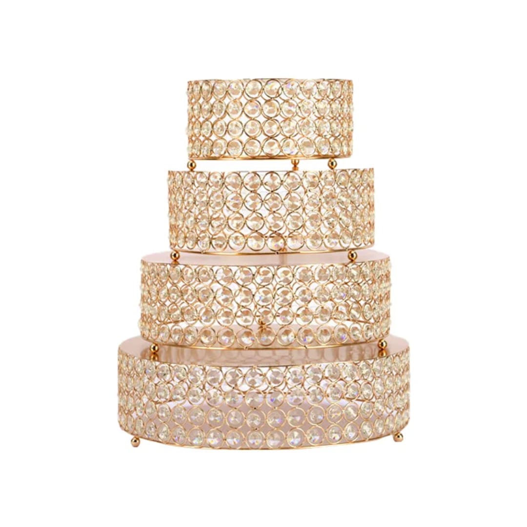 4Pcs Iron Cake Stand Set with Crystal Details Tiered Dessert Display Stands Wedding Party Birthday Cake Decoration 25 30 35 40cm