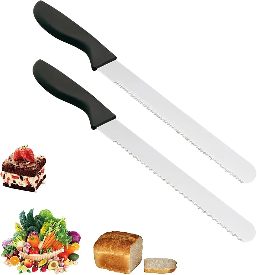12 Inch Serrated Bread Knife Coarse Fine Blade Bread Slicer Bakery Knife Cake Pastry Cutting Tool Kitchen Baking Utensil