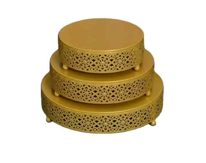 3Pcs Gold Cake Stand Set 25cm 30cm 35cm Tiered Dessert Serving Display Stands for Weddings Parties Events and Home