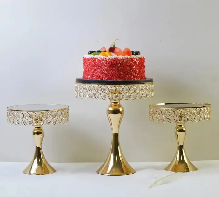 3Pcs Gold Cake Stand Set Mirror Top Iron Underside Dessert Display Stands Wedding Birthday Party Cake Decoration 20 25 35cm