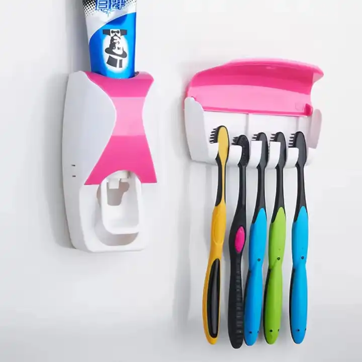 Toothpaste Dispenser Bathroom Toothpaste Squeezer Tube Holder Easy Press Organizer for Kids Adults Black Green Pink