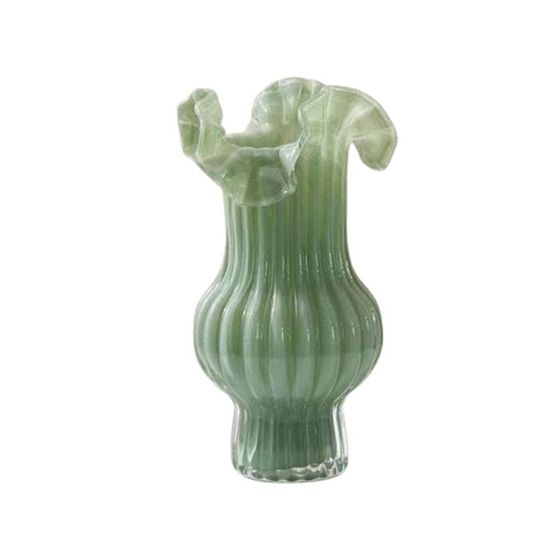 Fancy Glass Flower Vase Decorative Table Centerpiece Elegant Home Office Living Room Bedroom Wedding Event Floral Display Cream Yellow Pink Green