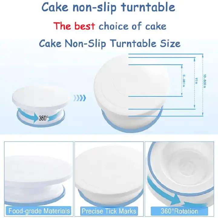 Plastic Cake Turntable Rotating Cake Decorating Stand Icing Frosting Smoothing Tool for Baking and Cake Decoration